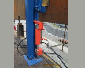 12 ton capacity hydraulic tank lifting jacks with trestles suitable to lift up tanks to a height of 3000 mm; Tank jacking equipment and automatic girth welding machines for storage tank construction
